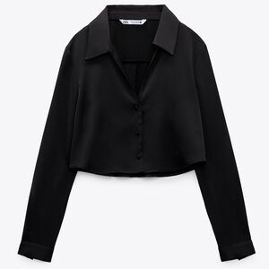 Zara Black Cropped Blouse